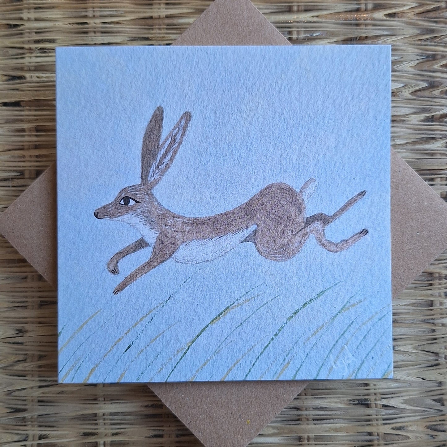 Leaping Hare Greetings Card