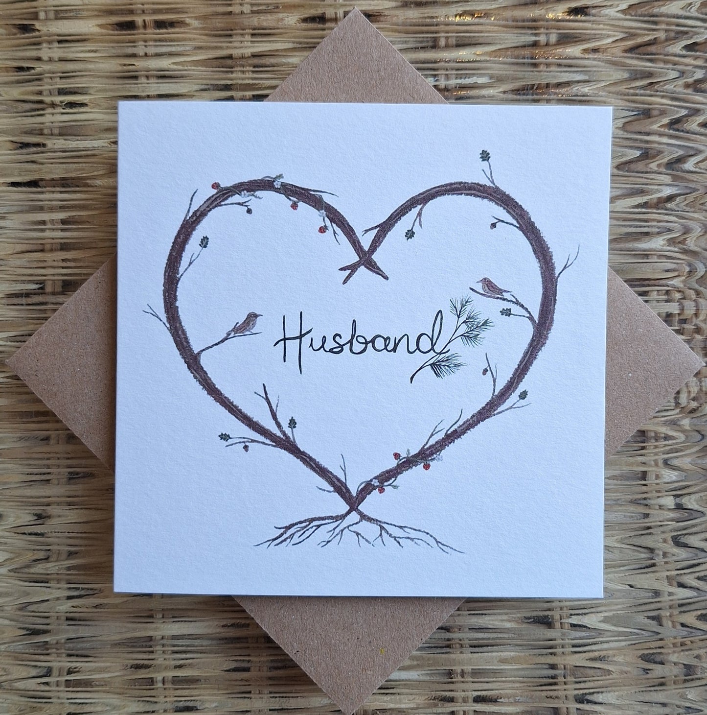 Husband Heart Wreath Greetings Card