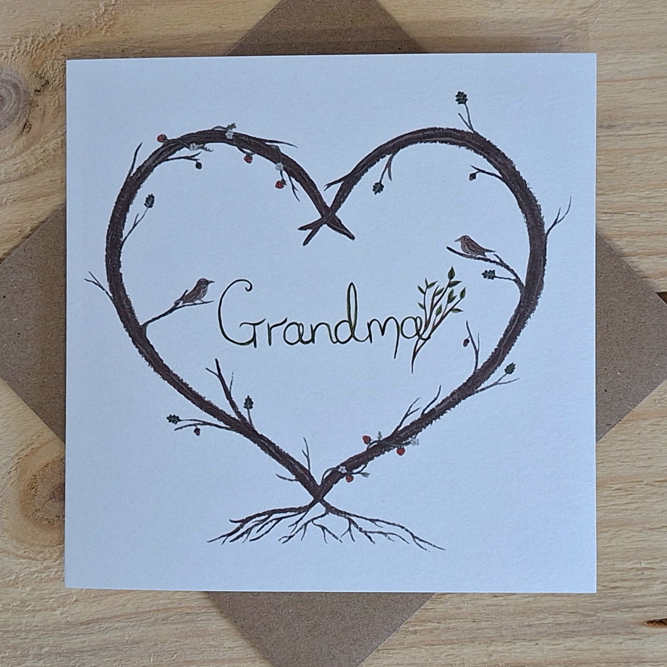 Grandma, heart wreath greetings card