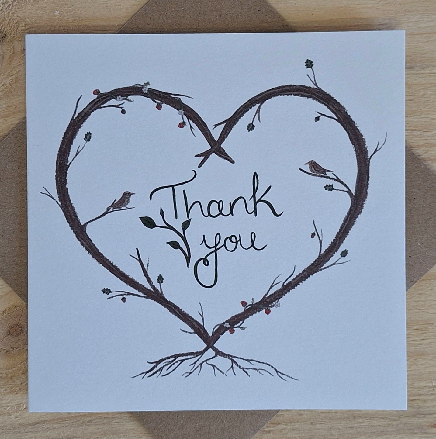 Thank you, Heart Wreath greetings card