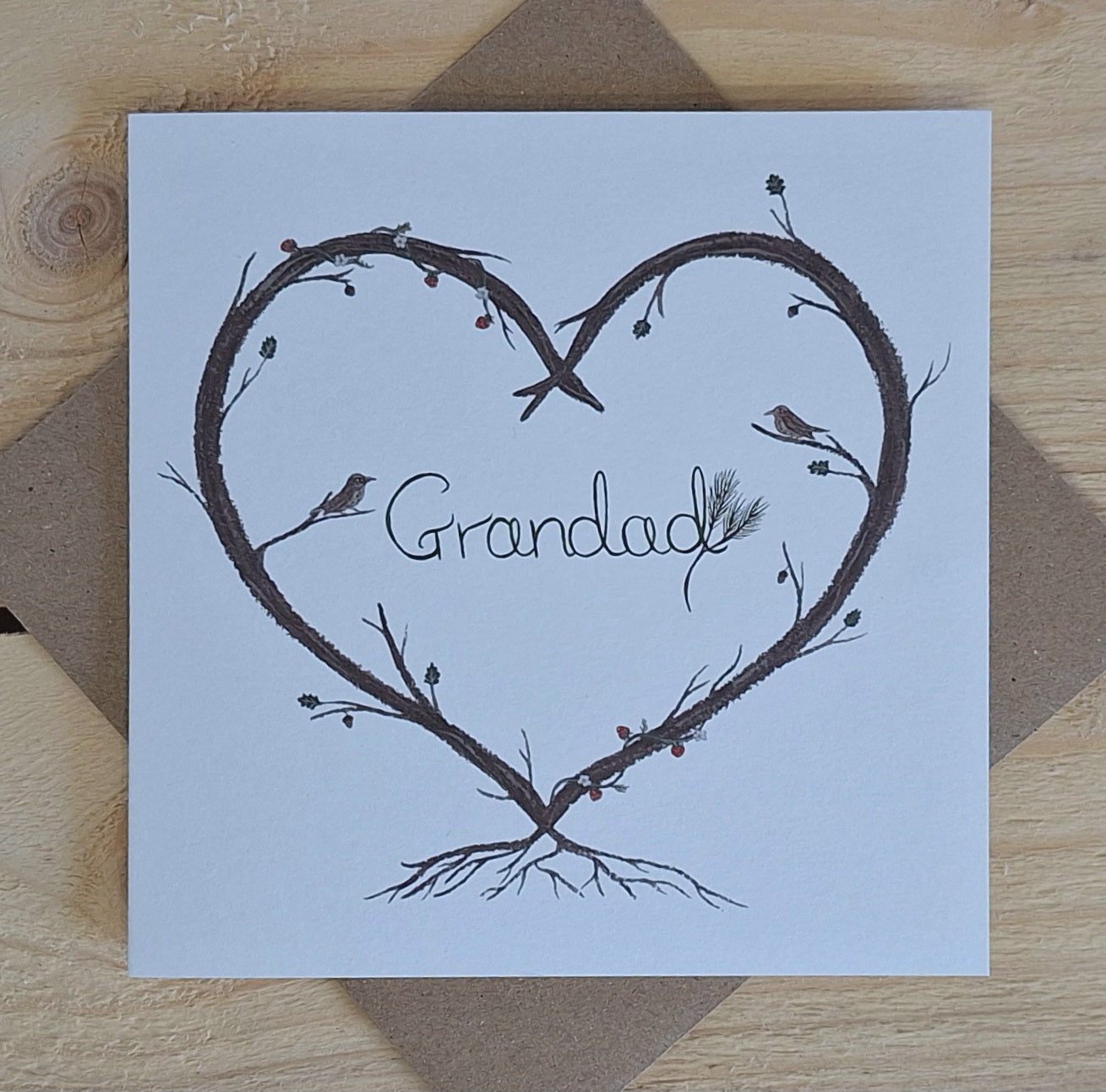 Grandad, heart wreath greetings card