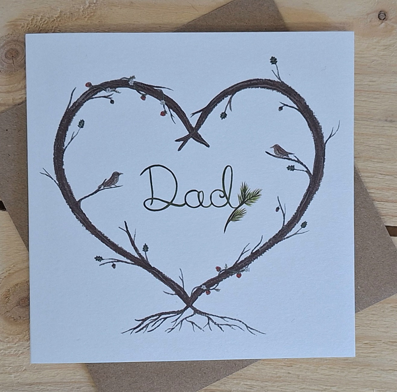 Dad, heart wreath greetings card