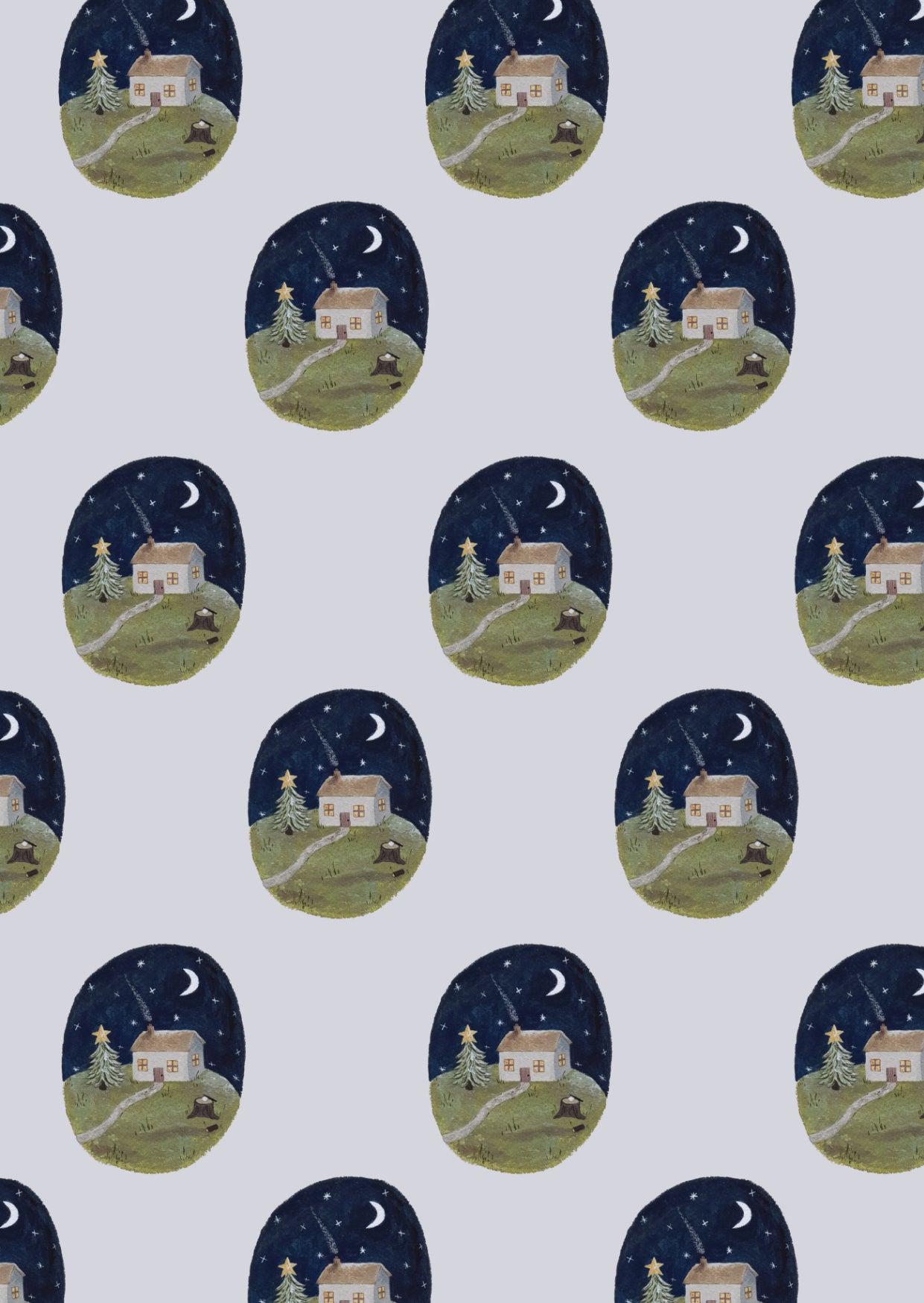 Christmas Cottage Wrapping Paper Sheet