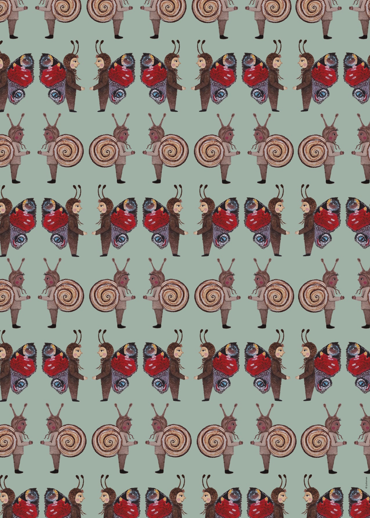 Butterfly/Snail Child Wrapping paper sheet
