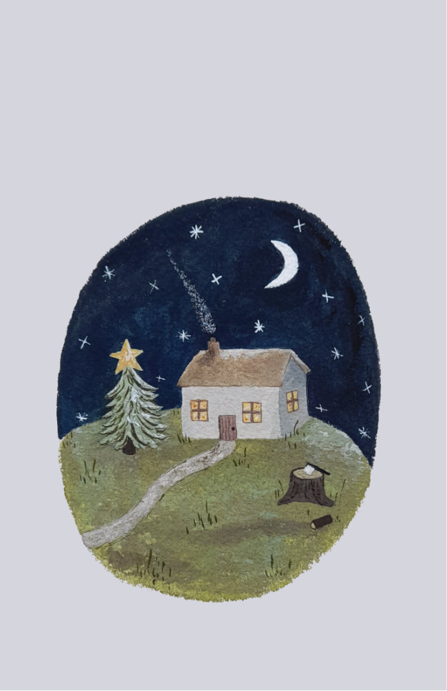 Christmas cottage gift tag