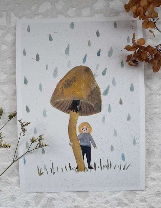 Mushroom shelter A5 art print