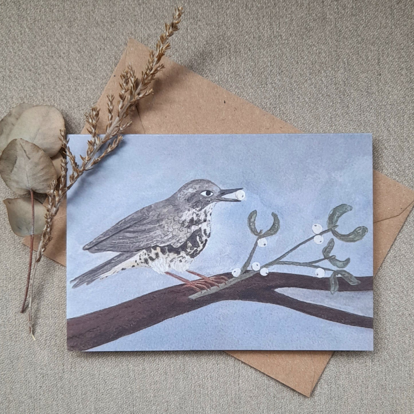 Mistletoe Thrush Greetings card