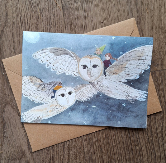 Owl Riders Greetings Card