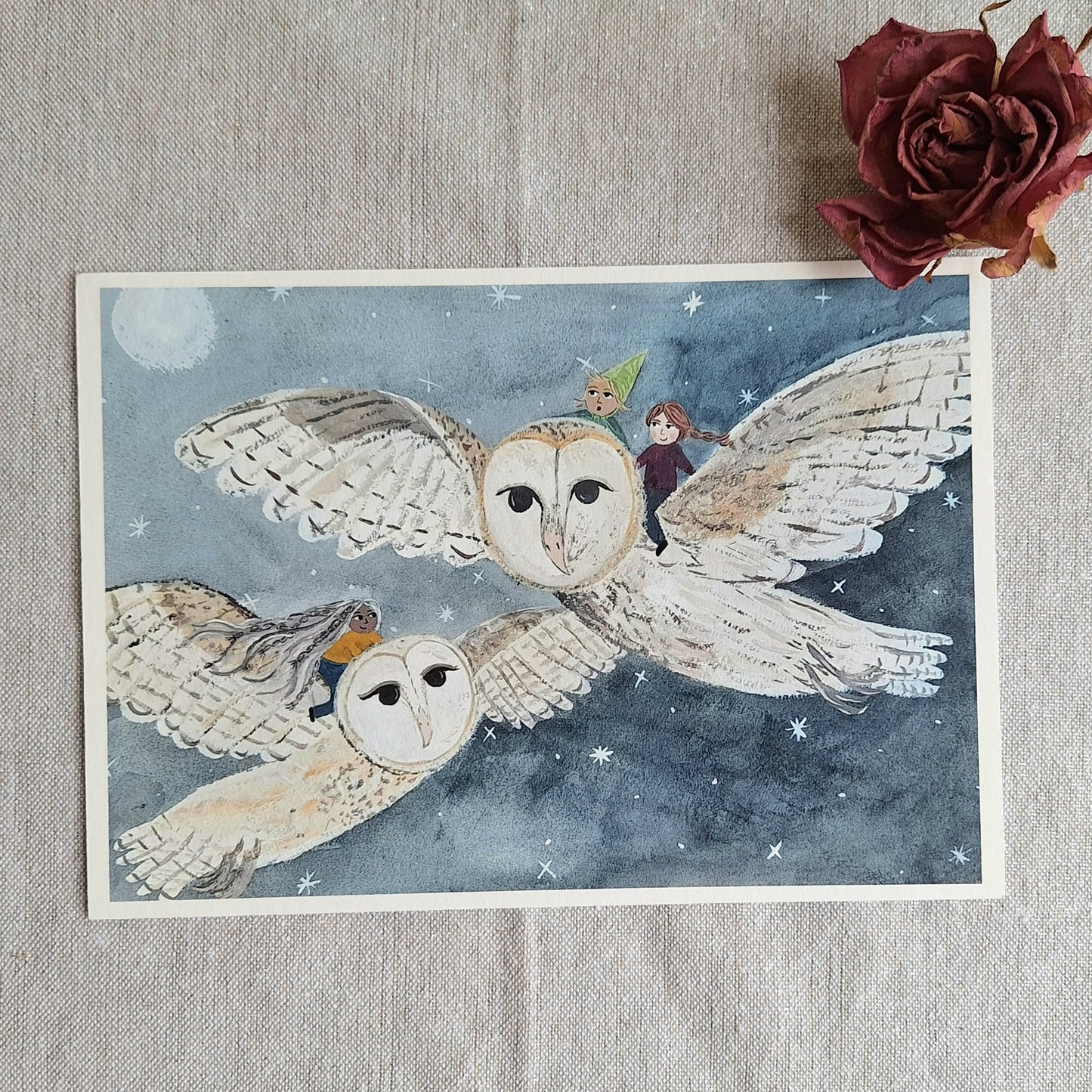 Owl `riders A5 art print