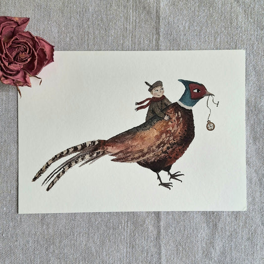 Pheasant Friend A5 art print