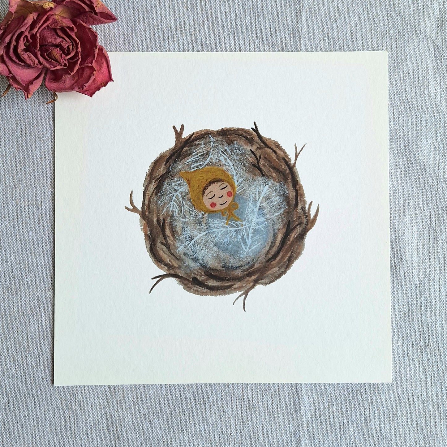 Baby Nest 7x7 Art Print