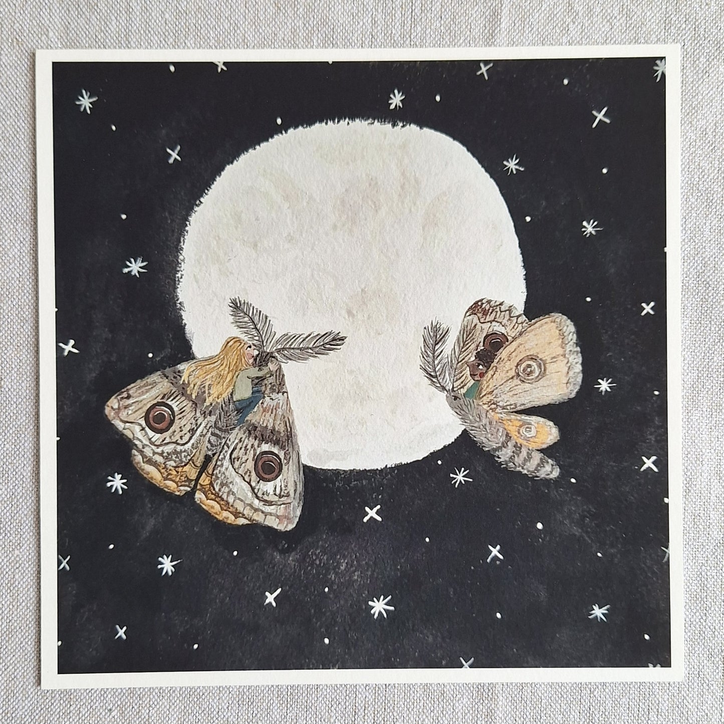 Moths in the moonlight 7x7 Art Print