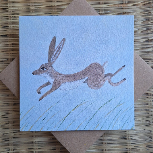 Leaping Hare Greetings Card