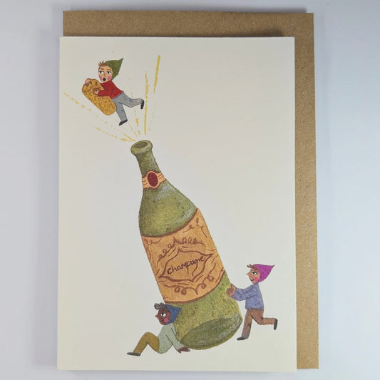 Pop The Cork Greeting Card | Congratulations Card | Champagne