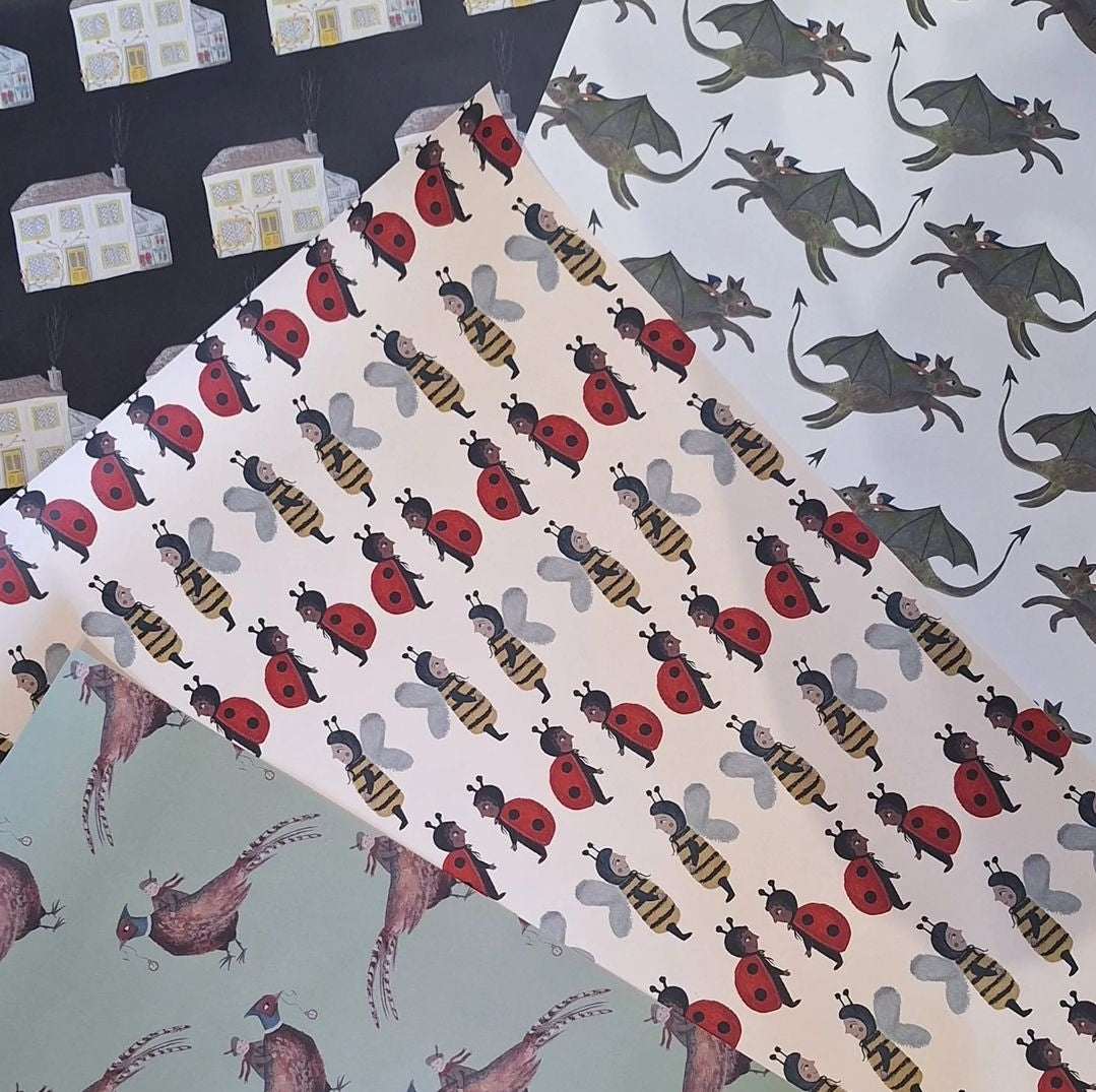 Ladybird and Bee Gift Wrap Sheet