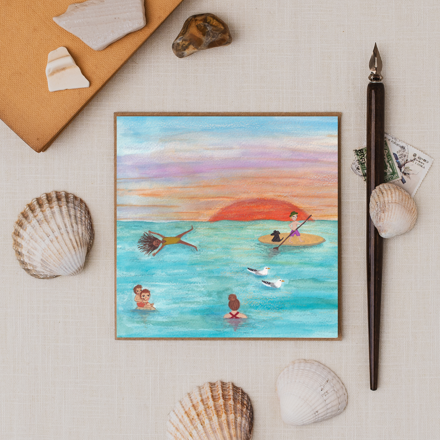 Hottest day Greeting Card | Seaside | Wild Swimming | Summer | Beach | Seagulls