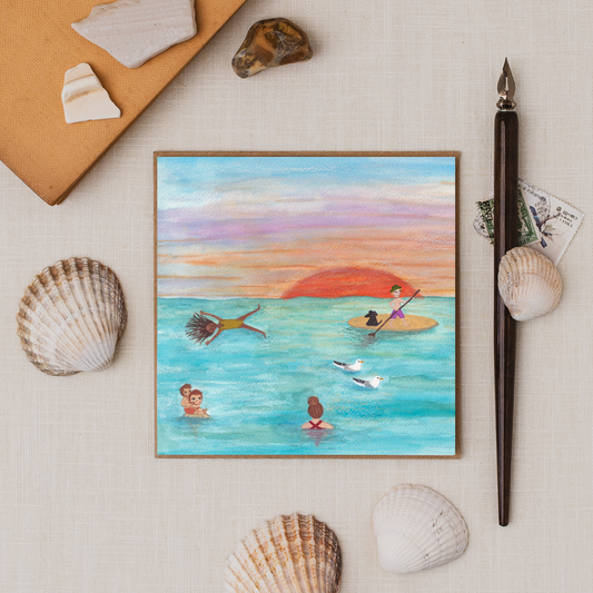 Hottest day Greeting Card | Seaside | Wild Swimming | Summer | Beach | Seagulls