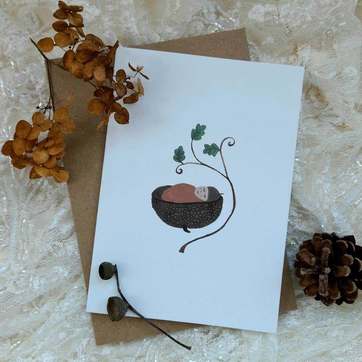 Acorn Baby Greetings card