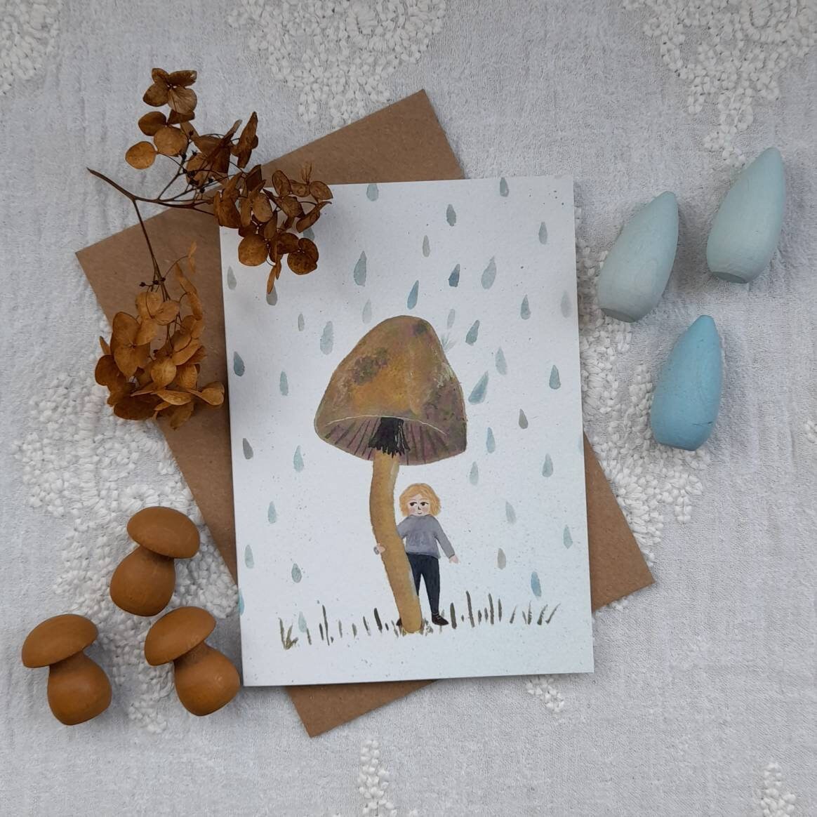 Mushroom Shelter Greetings Card