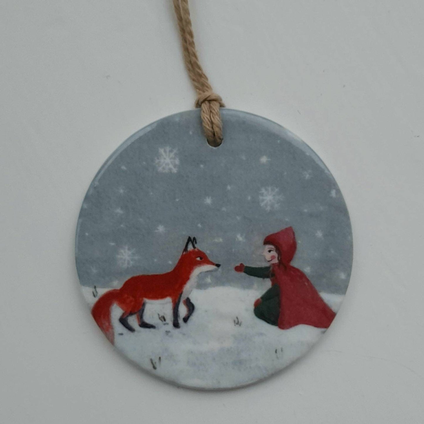 Winter Fox Ceramic Decoration