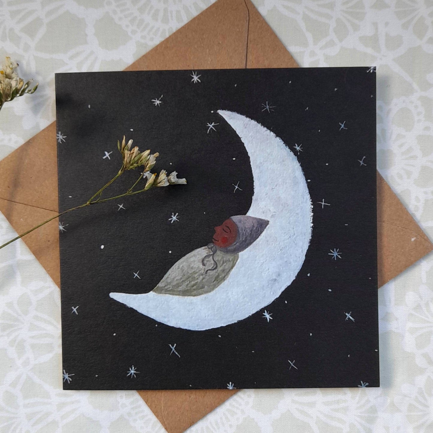 Moon Baby Greetings Card