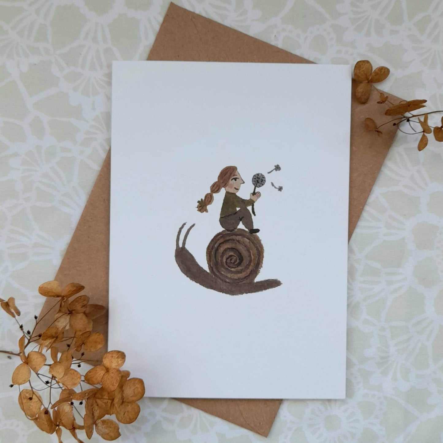 Snail Ride Greetings Card