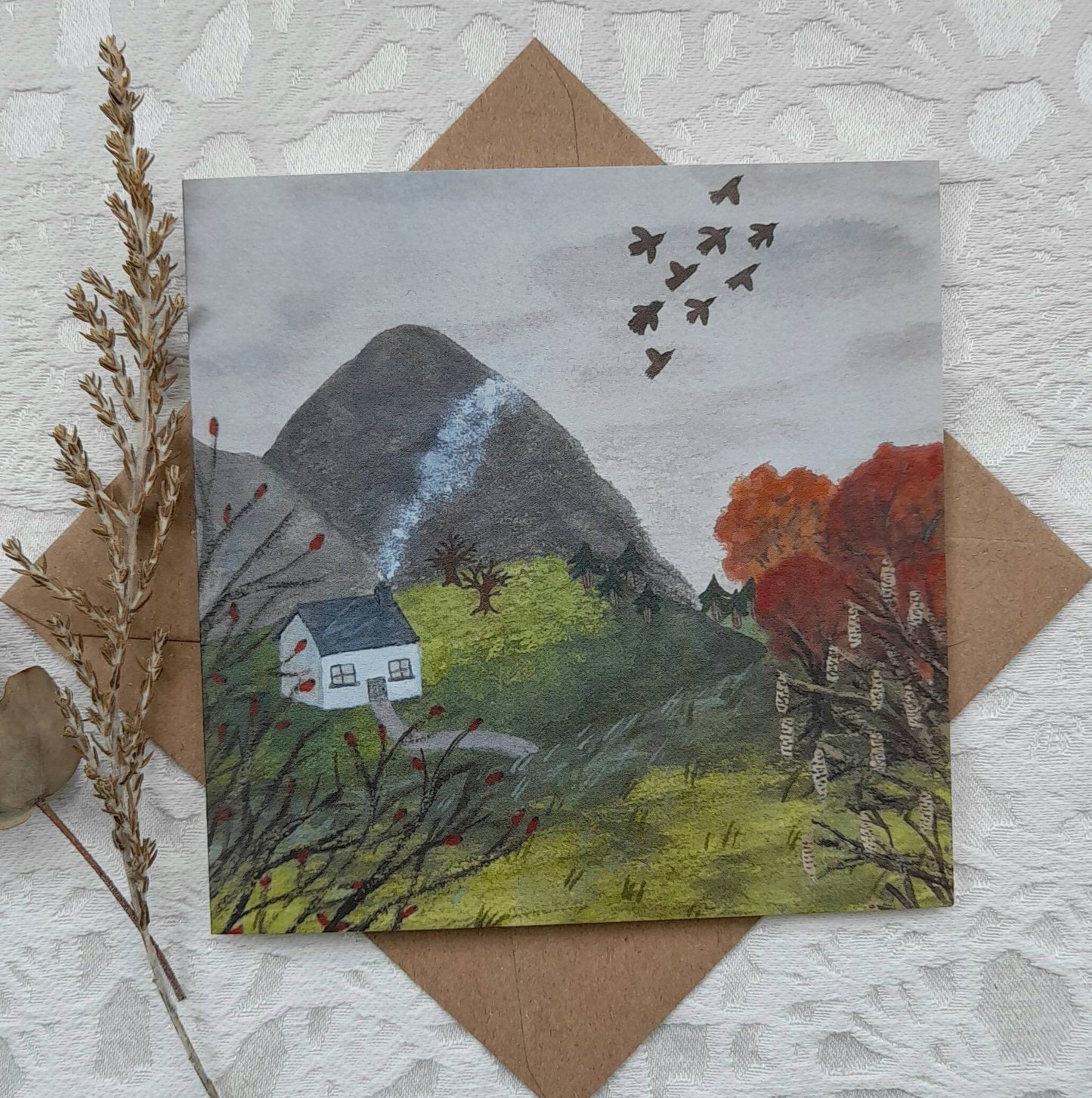 Autumn Cottage greetings card