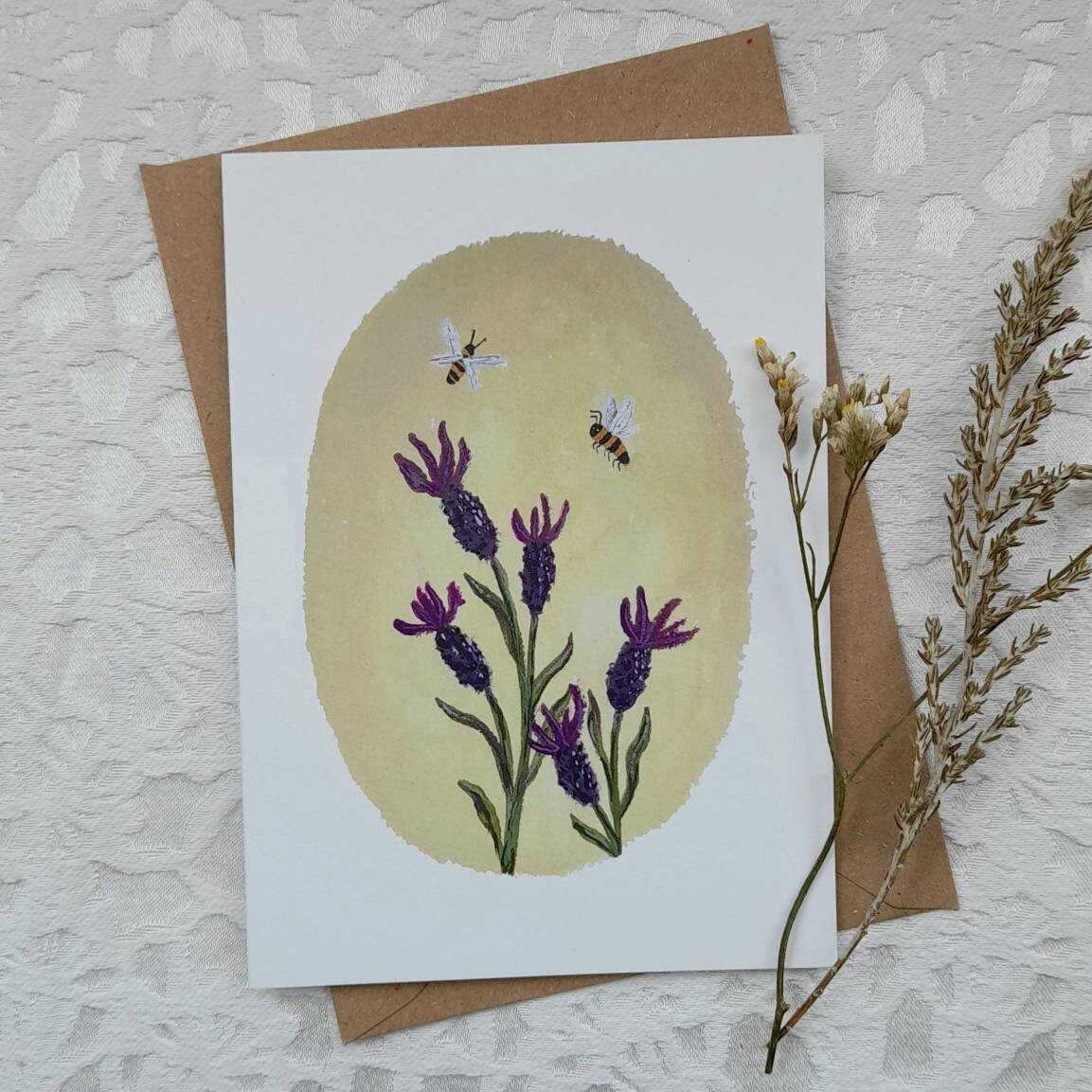 Lavender Bees greetings card