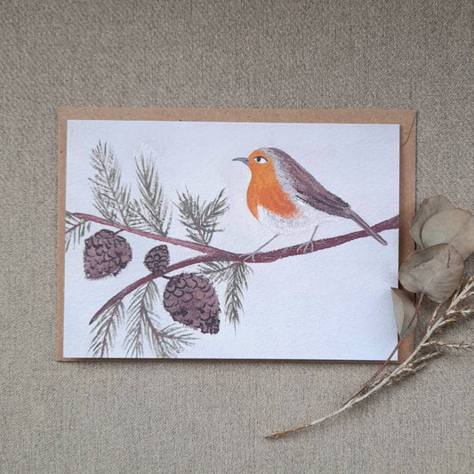 Pine Robin Greetings Card