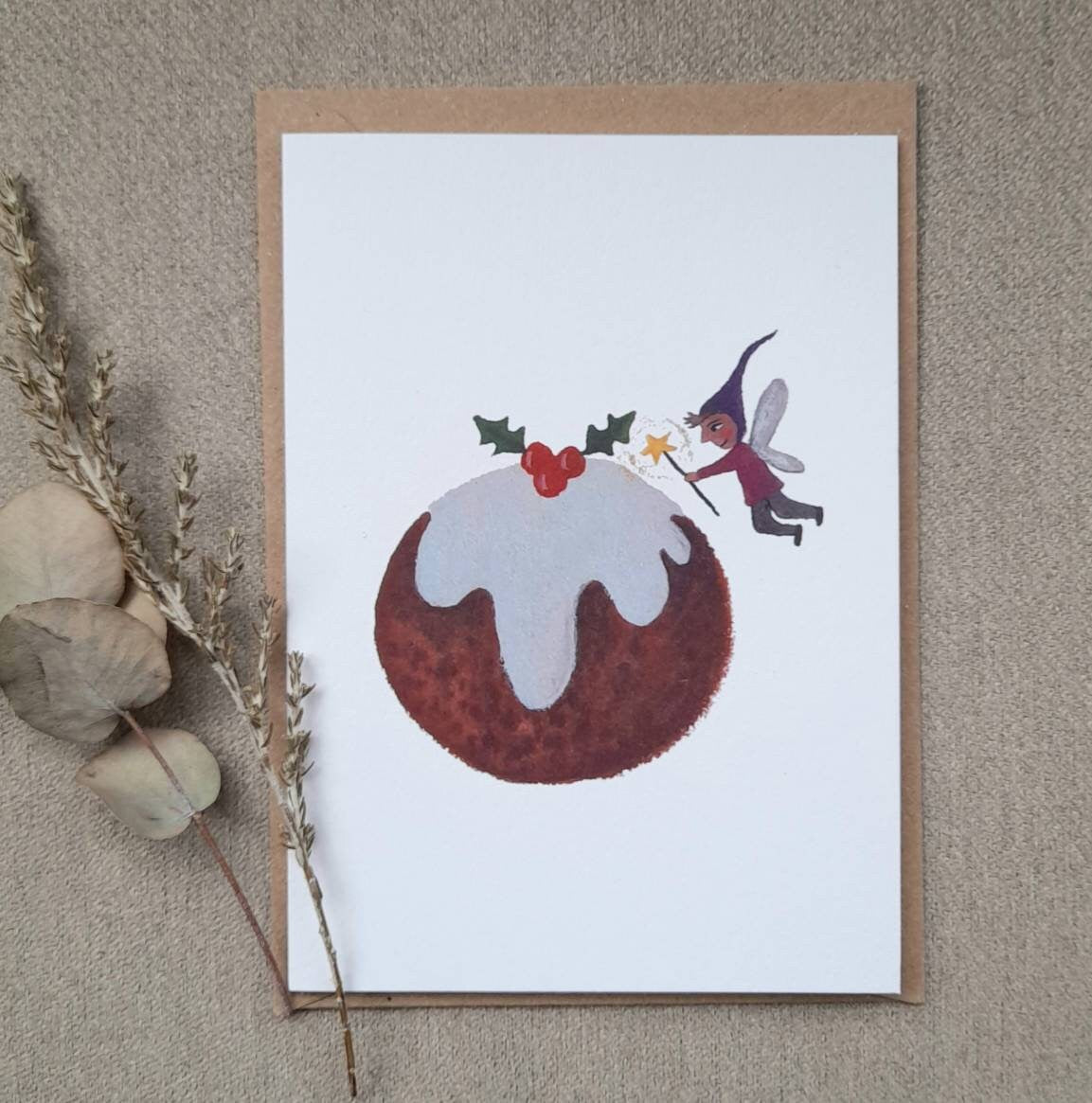 Christmas pudding greetings card