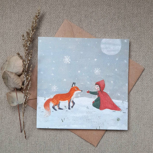 Winter Fox greetings card