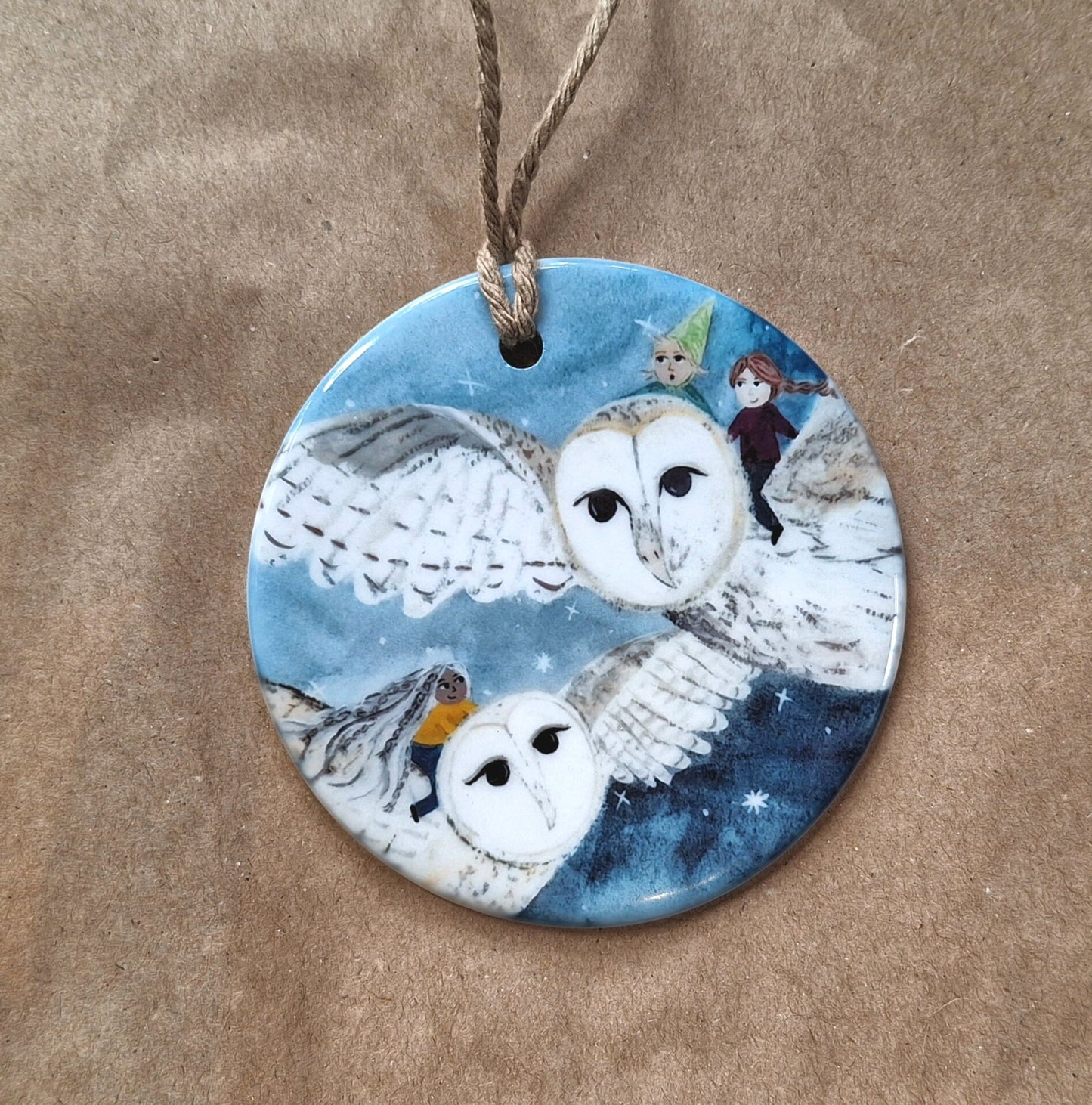 Owl riders Ceramic Decoration