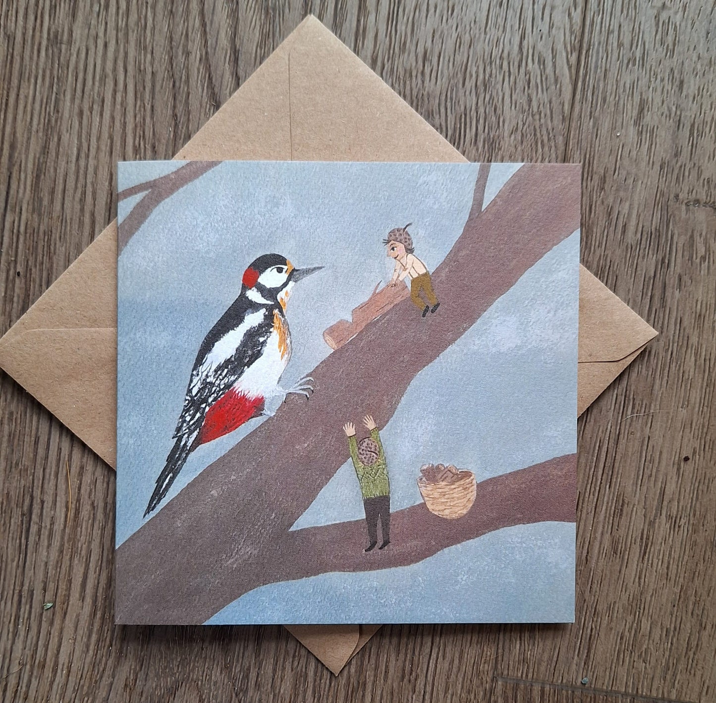 Chopping wood greetings card