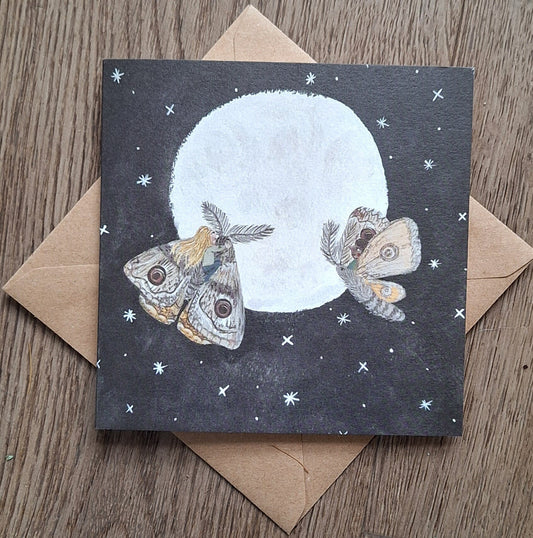 Moths in the moonlight greetings card