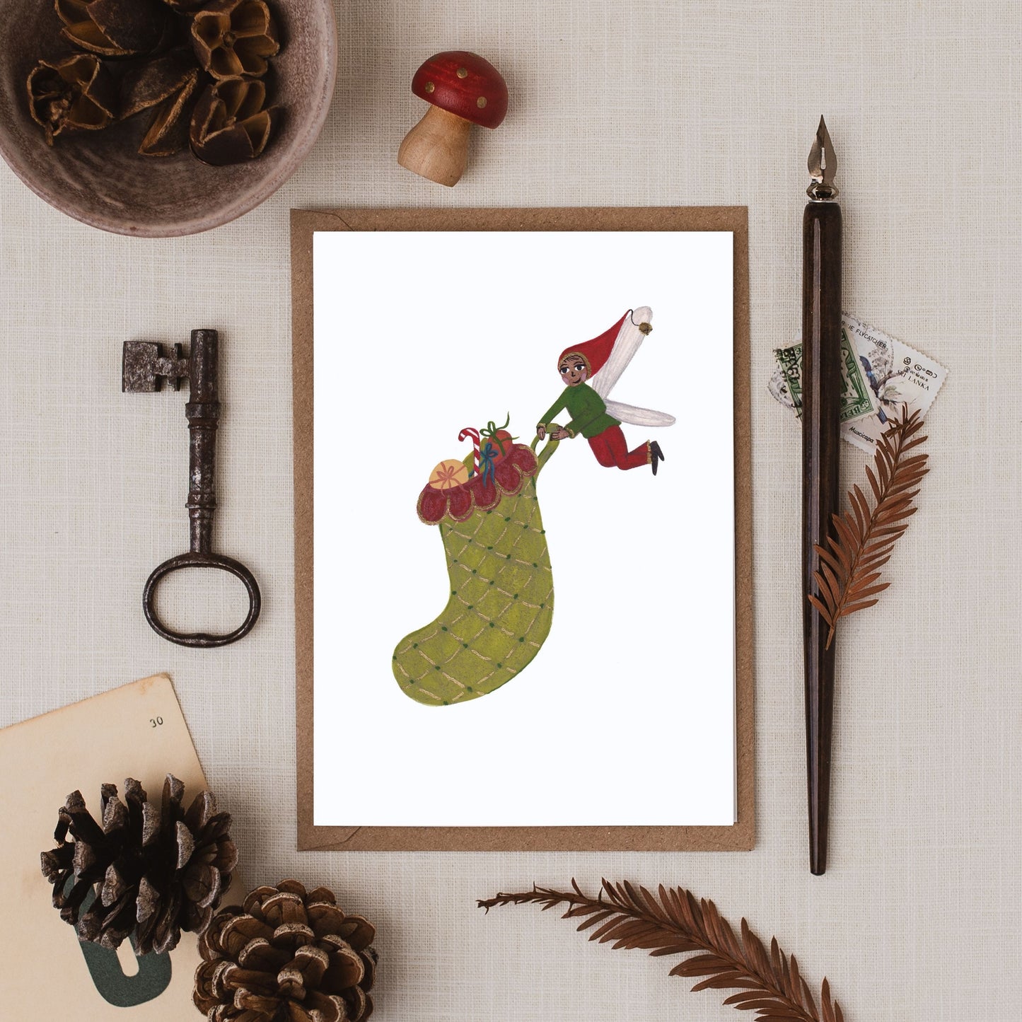 Stocking Greeting Card | Christmas Card | Festive | Fairy
