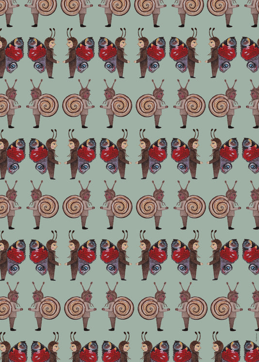 Butterfly/Snail Child Wrapping paper sheet